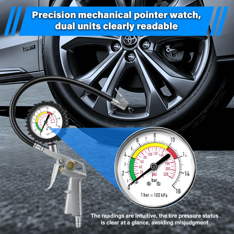 Workshop Tools Car - เครื่องวัดแรงดันลมยางรถยนต์ เครื่องวัดแรงดันดิจิตอล อุปกรณ์วัดแรงดันลมยาง เครื่องมือซ่อมยางรถยนต์ สำหรับอู่ซ่อมรถ