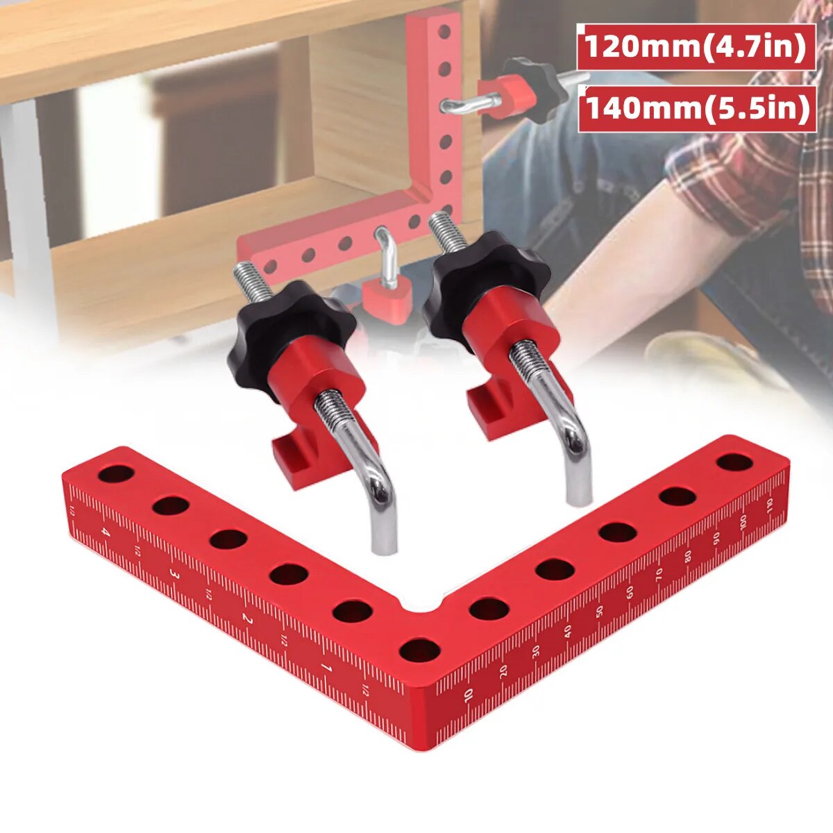 Angle Clamp 90 - 1 ชุด 90 องศาตําแหน่งสี่เหลี่ยมมุมขวา Clamps-อลูมิเนียมคลิปยึดไม้มุมหนีบสแควร์เครื่องมือ