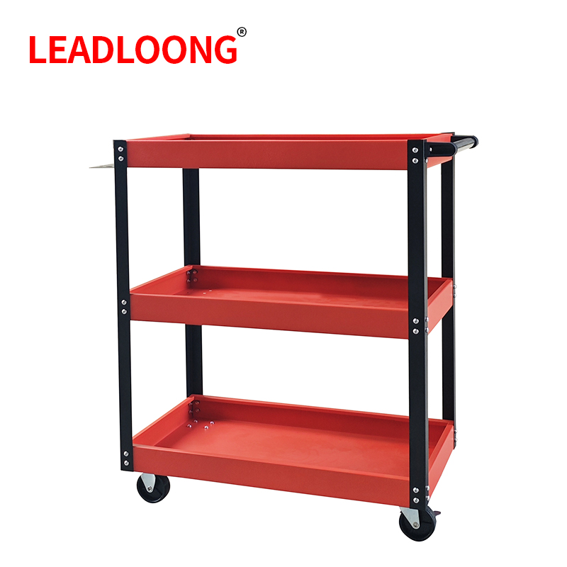 Workshop Tools Car - LEADLOONG ม้านั่งซ่อมรถยนต์ 3 ชั้นรถเข็นเครื่องมือกลิ้ง,ความจุ 330 ปอนด์,สีแดง,